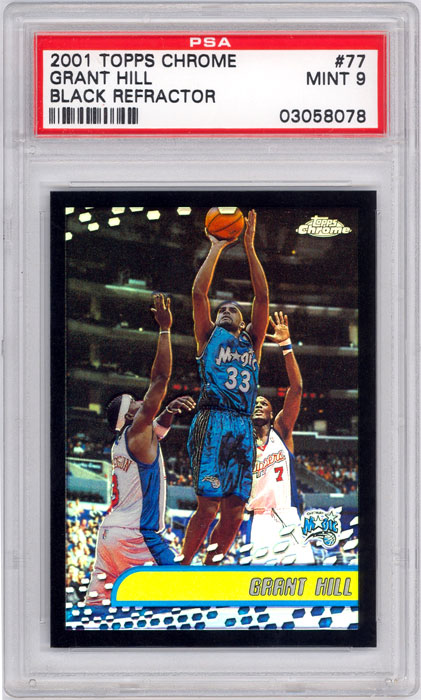 2001-02 Topps Chrome Grant Hill Black Refractor /50 #77 PSA 9
