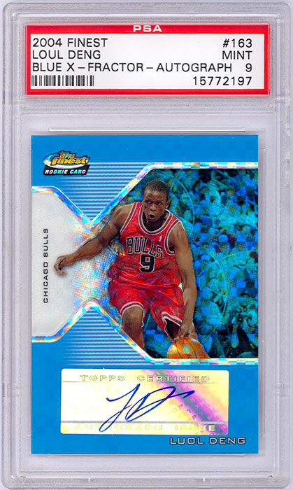 2004-05 Topps Finest Luol Deng Blue X-fractor Auto #/25 PSA 9
