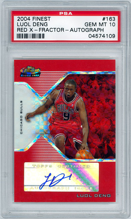 2004-05 Topps Finest Luol Deng Red X-fractor Auto #/59 PSA 10
