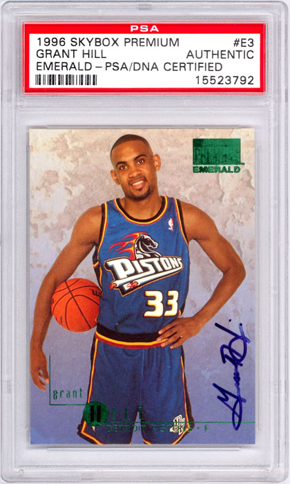 1996-97 Skybox Premium Grant Hill Emerald Autographs PSA/DNA Authentic
