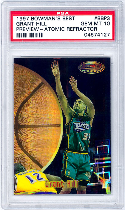 1997-98 Bowmans Best Grant Hill Preview Atomic Refractor #BBP3 PSA10
