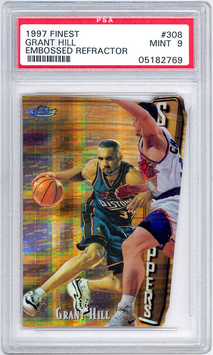 1997-98 Finest Grant Hill Embossed Gold Refractor /74 #308 PSA 9
