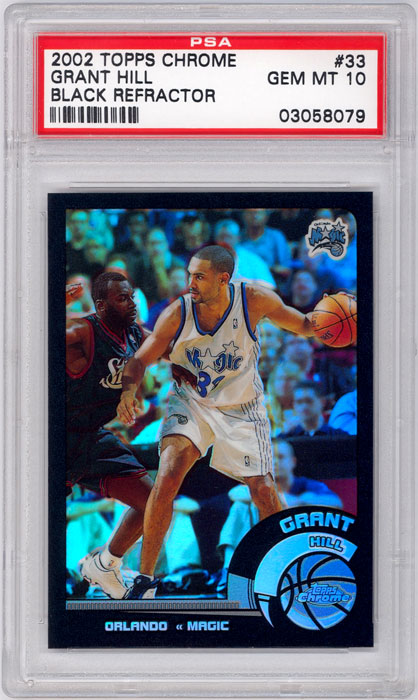 2002-03 Topps Chrome Grant Hill Black Refractor /99 #33 PSA 10
